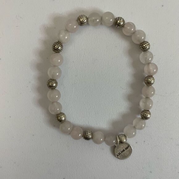 Alex and Ani| White Jade| Silver accent|Stretch bracelet - Picture 4 of 11